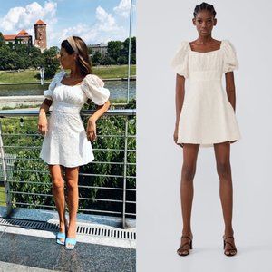 ZARA Texture White Dress Size L